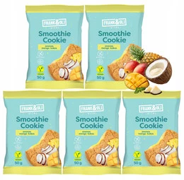 Ciastka Smoothie Frank&Oli Ananas Mango Kokos 50g x5 – Wegańskie Bez Glutenu Bez Cukru