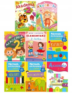 Pakiet Dla 2 Latka AKADEMIA Elementarz Kształty Kolory + NAKLEJKI 8w1