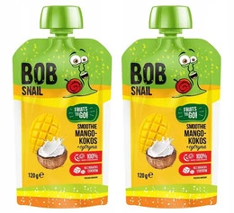 2x BOB SNAIL Smoothie MANGO KOKOS CYTRYNA Bez Dodatku Cukru Mus 120g