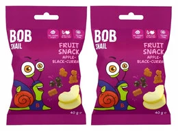 2x BOB SNAIL Żelki Owocowe JABŁKO CZARNA PORZECZKA Bez Dodatku Cukru 80g