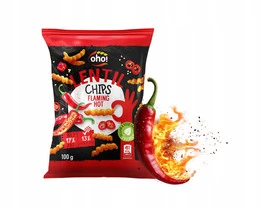 CHIPSY Chrupki z Czerwonej Soczewicy o Smaku FLAMING HOT 100g Oho!
