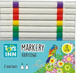 Stnux Markery Akrylowe Dwustronne 12 Kolorów | 2 Końcówki STN 9162