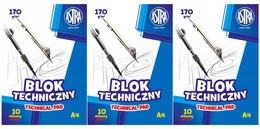 3x Blok Techniczny BIAŁY Dla Dzieci Szkoła Plastyka A4/10k 170g Astra