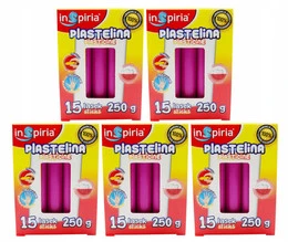 Plastelina RÓŻOWA Komplet 15 Lasek Szkolna Plastyczna 250g Inspiria x5