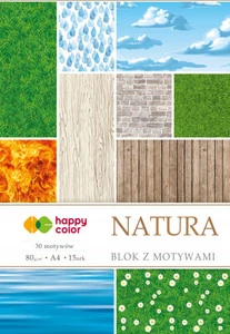 Papier z Motywami Ozdobny NATURA A4 80g/m2 15 Arkuszy Happy Color