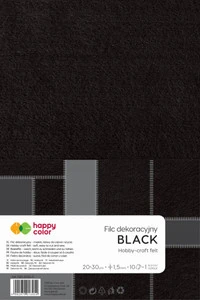 Filc DEKORACYJNY 20x30cm CZARNY 1,5 mm 10 Arkuszy Miękki Happy Color