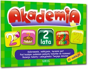 Akademia 2-Latka Kolorowanie, Naklejanie, Łączenie Par + Naklejki Greg