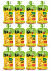 12x BOB SNAIL Smoothie BANAN ANANAS MANGO Bez Dodatku Cukru Mus 120g