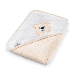 Okrycie Kąpielowe Z Kapturkiem Ręcznik 100x100 Bawełna BRĄZOWY Bocioland