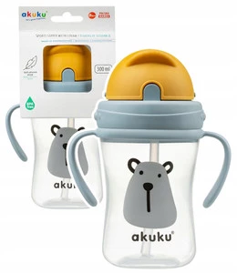 AKUKU Kubek Bidon z Chowaną Słomką Uchwyty 300ml 9m+ A0203