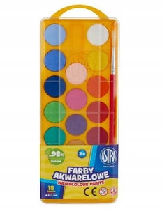 Farby akwarelowe dzieci 18 kolorów Astra z pędzlem