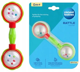 CANPOL Lekka GRZECHOTKA Sztanga Dla Niemowląt CZERWONA Zielona 0m+ 2/606