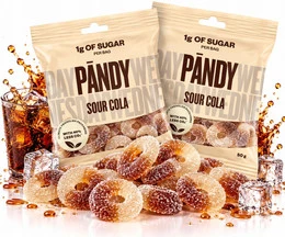 PANDY Sour Cola Żelki Gumowe Bez Dodatku Cukru o Smaku Coli 50g x2