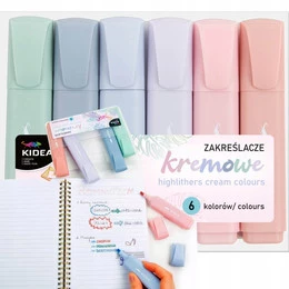 Zakreślacze Kremowe PASTEL 6 Kolorów Kidea