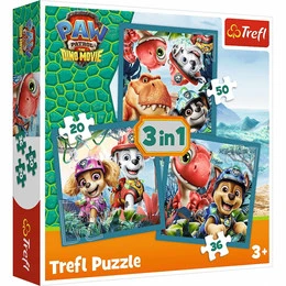 Trefl Puzzle 3w1 Psi Patrol, Paw Patrol i wyspa dinozaurów