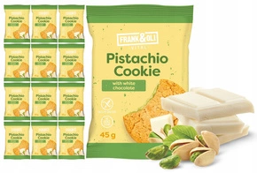 FRANK&OLI Ciastko Miękkie PISTACJA BIAŁA CZEKOLADA Bez Cukru 45g x12