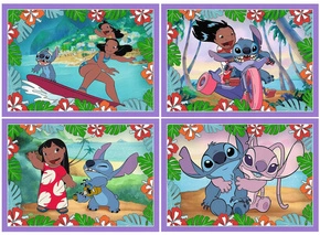 Puzzle 4w1 Układanka STITCH Szalony Dzień Lilo&Stitch Angela 4+ Trefl 34633