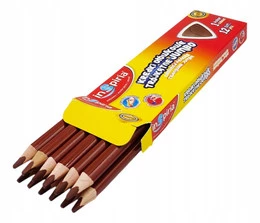 INSPIRIA Kredki Trójkątne Ołówkowe BRĄZOWY Jumbo 12 Sztuk