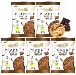 Frank&Oli Miękkie Ciastka Pasta Orzechowa Czekolada – bezglutenowe, bez cukru, 50g x5