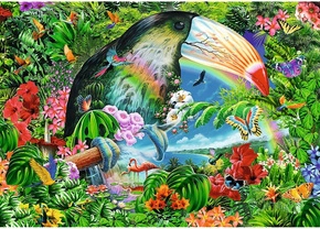 Puzzle Spiralne 1040 Układanka Tropikalne ZWIERZĘTA Tukan Natura 12+ Trefl