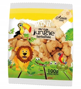 Ania Herbatniki Jungle Mini ZOO Bez Cukru 100g