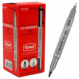 25x Marker Pisak CD Czarny Dwustronny TOMA