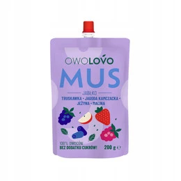 Mus owocowy OWOLOVO 4 smaki jabłko truskawka jagoda jeżyna malina 200g
