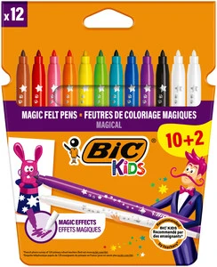 BIC KIDS Magic Flamastry Mazaki Pisaki Magiczne z WYMAZYWACZEM 12 Kolorów