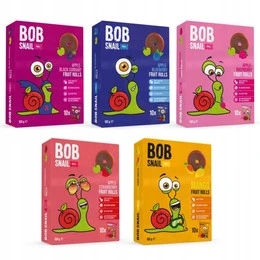 Bob Snail - Zestaw Rollsy Owocowe (Jabłko-Borówka, Jabłko-Porzeczka, Mango, Jabłko-Truskawka, Jabłko-Malina) 5x100g