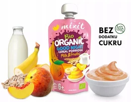 MIXIT BIO Kaszka Naturalna BANAN BRZOSKWINIA Owsianka Mleko Owoce 110g 6M+