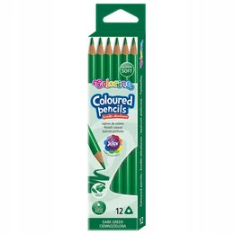 Kredki ołówkowe trójkątne zielone 12 sztuk Colorino