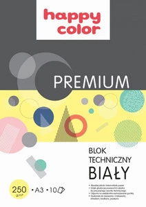 Blok Techniczny BIAŁY A3 10 Kartek Premium Happy Color