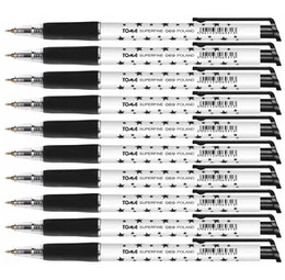 Długopis Biurowy Automatyczny Czarny Superfine W Gwiazdki 0,5mm TOMA x10