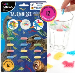 Tajemnicze KAPSUŁKI Kapsułkowe Figurki DINOZAURY 12 Sztuk 3+ Kidea