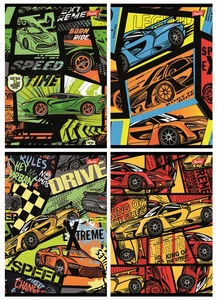 4x SPEED SAMOCHODY ZESZYT A5 16 Linia Podwójna Kolorowa Dla Chłopca