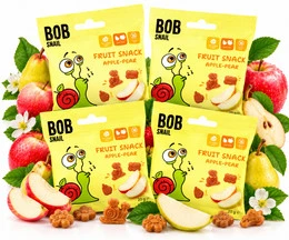 Bob Snail Żelki Owocowe Jabłko-Gruszka 20g Bez Cukru x4