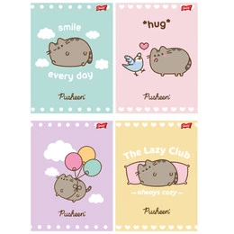 4 x PUSHEEN KOTEK ZESZYT A5/32 w kratkę dla dziewczynki 9735