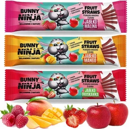 BUNNY NINJA Straws przekąska owocowa dla dzieci MIX 3 Smaki