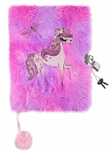 Pluszowy Pamiętnik z Kłódką Włochacz KONIK Koń A5 96k RÓŻOWY Majewski