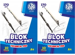 2x Blok Techniczny BIAŁY Dla Dzieci Szkoła Plastyka A4/10k 170g Astra