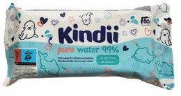 KINDII Chusteczki NAWILŻANE Pure Water WODNE Bez Perfum z Klapką 60 szt.