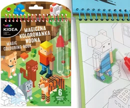 Magiczna Wielorazowa Kolorowanka Wodna MINECRAFT PIXELE 6 Szt Pisak Kidea