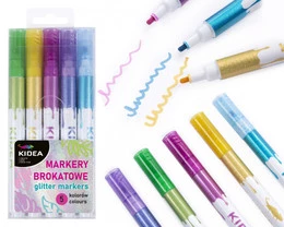 Markery Flamastry BROKATOWE Błyszczące 5 Kolorów Kidea