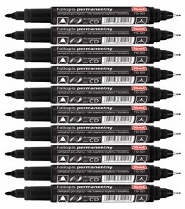 10x Marker Pisak Do Płyt CD DVD Toma TO-321 Dwustronny CZARNY