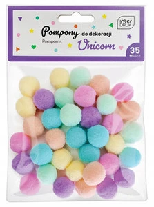 POMPONY DO DEKORACJI, PRAC PLASTYCZNYCH UNICORN 35 szt. INTERDRUK