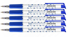 Długopis Biurowy Automatyczny Niebieski Superfine W Gwiazdki 0,5mm TOMA x5