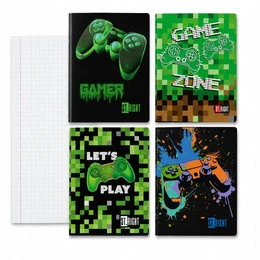 Zestaw 4 zeszytów A5 w kratkę 32 kartki ST.RIGHT GAME (laminowany, 70g)