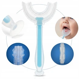 SZCZOTECZKA DO ZĘBÓW DLA DZIECI NIEMOWLĄT 360 W KSZTAŁCIE U SILIKONOWA