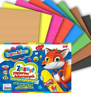 Blok Zeszyt Papierów Kolorowych Samoprzylepnych B4 8 kartek Bambino