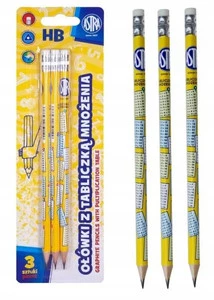 Ołówek z TABLICZKĄ MNOŻENIA Ołówki 3 Sztuki Astra